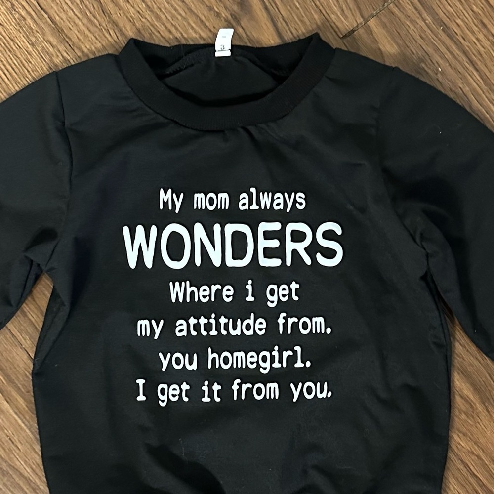 SOLD! Black Kids Shirt with Attitude Print